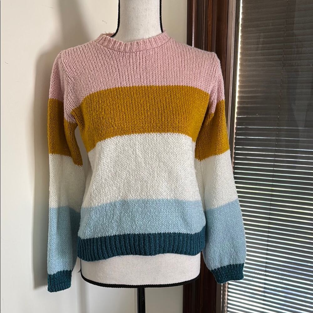 Topshop | Colorful Color Block Sweater Size 2 - Picture 4 of 10